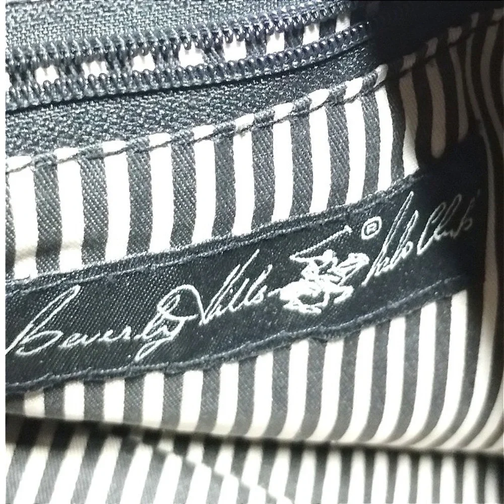 Beverly Hills Polo Club Brown Monogram Satchel Bag Striped Lining BHPC Logo